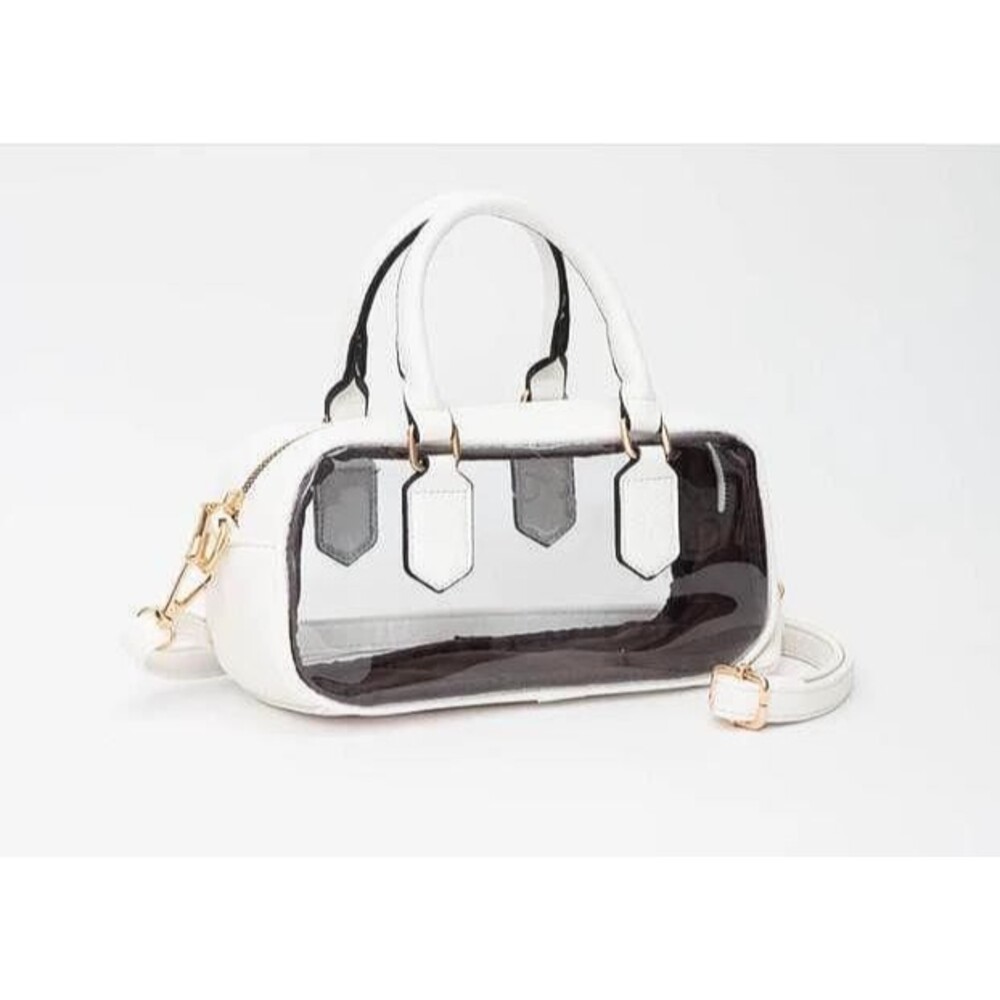 WHITE Clear Stadium Purse Top Handle Crossbody Bag